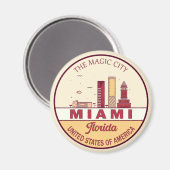 Miami Florida City Skyline Emblem Magneet (Voorkant / Achterkant)