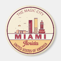 Miami Florida City Skyline Emblem