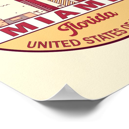 Miami Florida City Skyline Emblem Poster (Hoek)