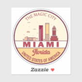 Miami Florida City Skyline Emblem Sticker (Vel)