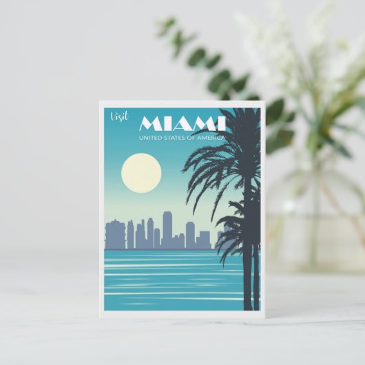  Miami Florida City Skyline Travel Briefkaart (Staand voorkant)