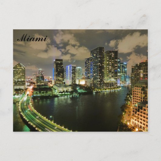 Miami Florida City Skyline Travel Briefkaart (Voorkant)