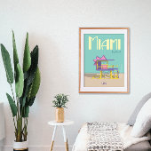 Miami Florida Classic Badmeester Tower Art Deco Poster