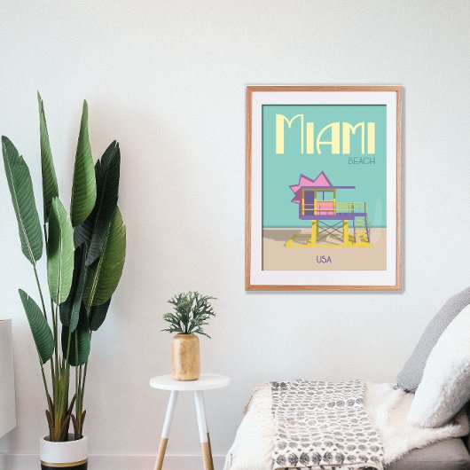 Miami Florida Classic Badmeester Tower Art Deco Poster