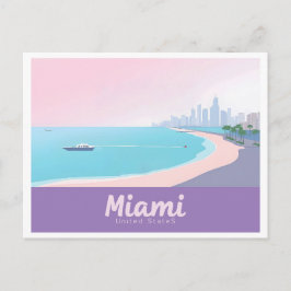 Miami Florida Coastline Cityscape Pastelreizen Briefkaart