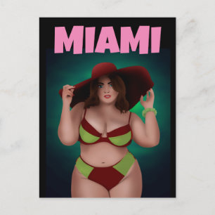 MIAMI FLORIDA CURVY BBW ART BIKINI GIRL BRIEFKAART