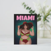 MIAMI FLORIDA CURVY BBW ART BIKINI GIRL BRIEFKAART (Staand voorkant)