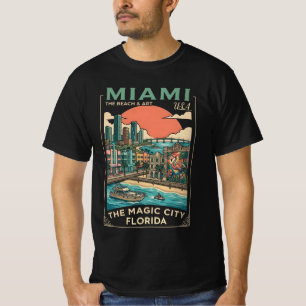Miami, Florida, de betoverende stad - een strand T-shirt