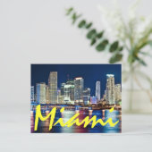 Miami, Florida, de Magische Stad 's nachts. Briefkaart (Staand voorkant)