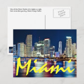 Miami, Florida, de Magische Stad 's nachts. Briefkaart (Voorkant / Achterkant)