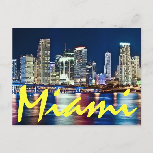 Miami, Florida, de Magische Stad 's nachts. Briefkaart (Voorkant)
