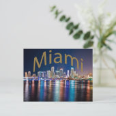 Miami, Florida, de Magische Stad 's nachts. Briefkaart (Staand voorkant)