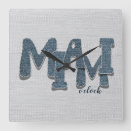 Miami Florida Denim Letter Wall Clock Vierkante Klok