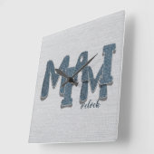 Miami Florida Denim Letter Wall Clock Vierkante Klok (Hoek)