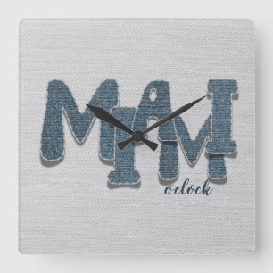 Miami Florida Denim Letter Wandklok
