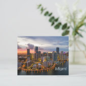 Miami, Florida Downtown Nachtzicht Briefkaart (Staand voorkant)