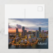 Miami, Florida Downtown Nachtzicht Briefkaart (Voorkant / Achterkant)