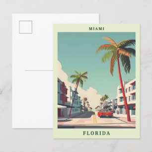 Miami Florida Elegant Art Vintage Travel Briefkaart
