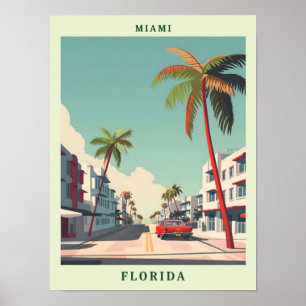 Miami Florida Elegant Art Vintage Travel Poster