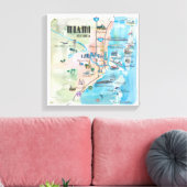 Miami Florida Fine Art Print Retro  kaart (Insitu (Woonkamer))