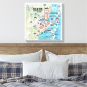 Miami Florida Fine Art Print Retro  kaart (Insitu (Slaapkamer))