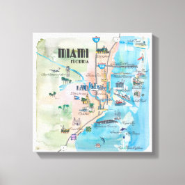 Miami Florida Fine Art Print Retro  kaart