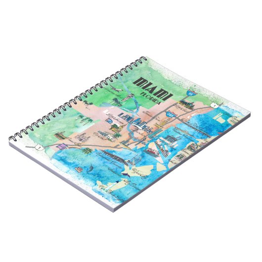 Miami Florida Fine Art Print Retro  Map Notitieboek (Linkerzijde)