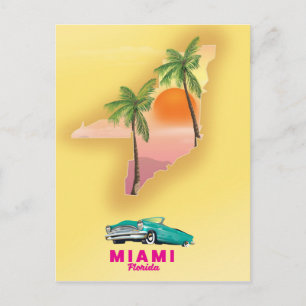 Miami Florida geïllustreerde kaart poster