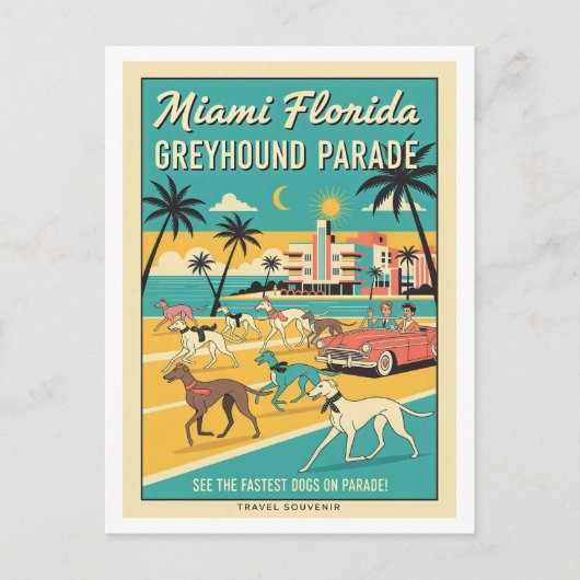 Miami, Florida – Greyhound Parade Briefkaart (Voorkant)