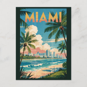Miami Florida Illustratie Reis Kunst Vintage Briefkaart