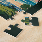 Miami Florida Illustratie Reis Kunst Vintage Legpuzzel (Zijkant)