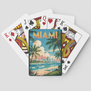 Miami Florida Illustratie Reis Kunst Vintage Pokerkaarten