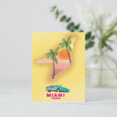 Miami Florida illustreerde het poster van de kaart (Staand voorkant)