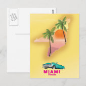 Miami Florida illustreerde het poster van de kaart (Voorkant / Achterkant)