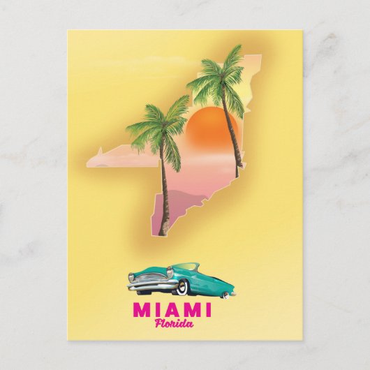 Miami Florida illustreerde het poster van de kaart (Voorkant)