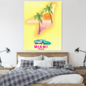 Miami Florida illustreerde het poster van de kaart Canvas Afdruk (Insitu (Slaapkamer))