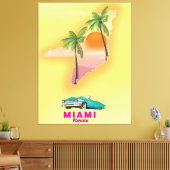Miami Florida illustreerde het poster van de kaart Canvas Afdruk (Insitu (Woonkamer))