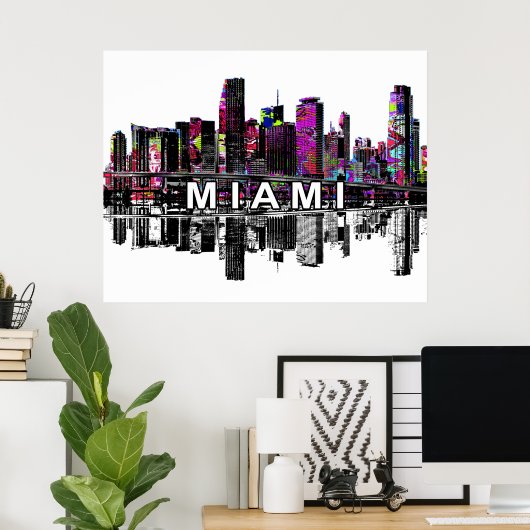 Miami, Florida in graffiti Poster (Thuiskantoor)