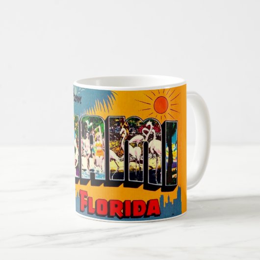 Miami Florida Kleurrijke Ansichtkaart Mok (Voorkant rechts)
