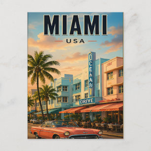 Miami Florida Kleurrijke Reis Kustontsnapping Briefkaart