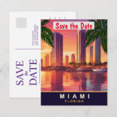 Miami Florida Kust Skyline Bruiloft Save The Date (Voorkant / Achterkant)