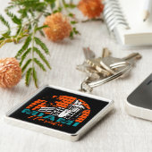 Miami Florida Life Guard Shack Sunset Sleutelhanger (Zijkant)