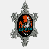 Miami Florida Life Guard Shack Sunset Tin Sneeuwvlok Ornament (Links)