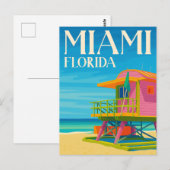Miami Florida Lifeguard Stand Beach Briefkaart (Voorkant / Achterkant)