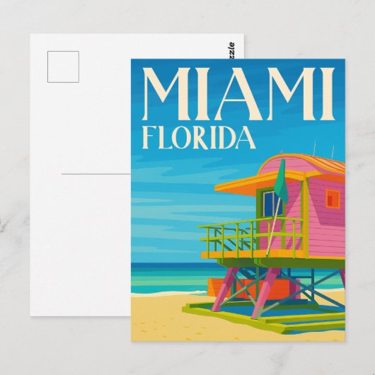 Miami Florida Lifeguard Stand Beach Briefkaart (Voorkant / Achterkant)