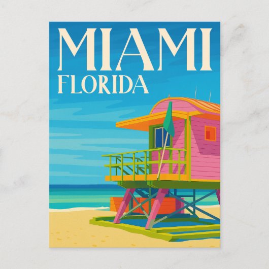 Miami Florida Lifeguard Stand Beach Briefkaart (Voorkant)