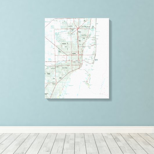 Miami Florida Map (1981) Canvas Afdruk (Insitu (Houten vloer))