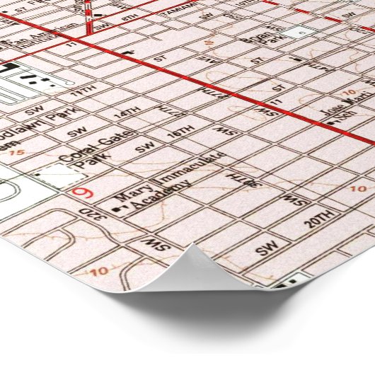 Miami Florida Map (1988) Poster (Hoek)