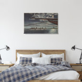 Miami, Florida - Moonlit Uitzicht over water Canvas Afdruk (Insitu (Slaapkamer))