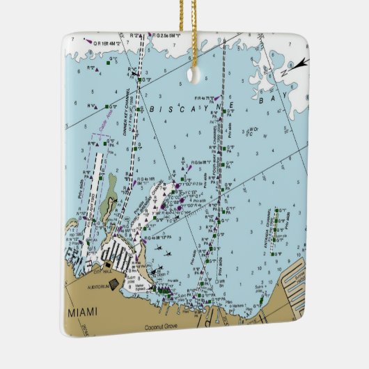 Miami Florida Nautical Chart Keramisch Ornament (Rechts)